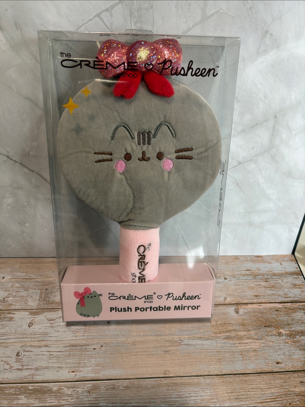 The Crème Shop Pusheen Plush Portable Mirror - Pink & Gray